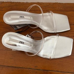Clear vinyl wedge heels from zara
